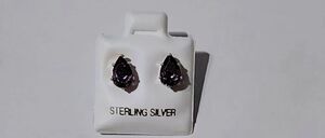 NEW~2Ct Pear Cut Bolivian Amethyst Gemstone Stud Earrings~.925 Sterling Silver